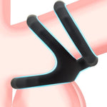 Triple Penis Ring For Men - Black Silicone Cock Ring For Harder Longer Stronger Erections - Erection Enhancing Sex Toy (S: 1.02-1.22 Inch)