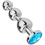 Metal Anal Plug Mushroom Head Detachable Round Jewel Base Butt Plug Wearing Stainless Steel Three Beads Anal Plug For Couple