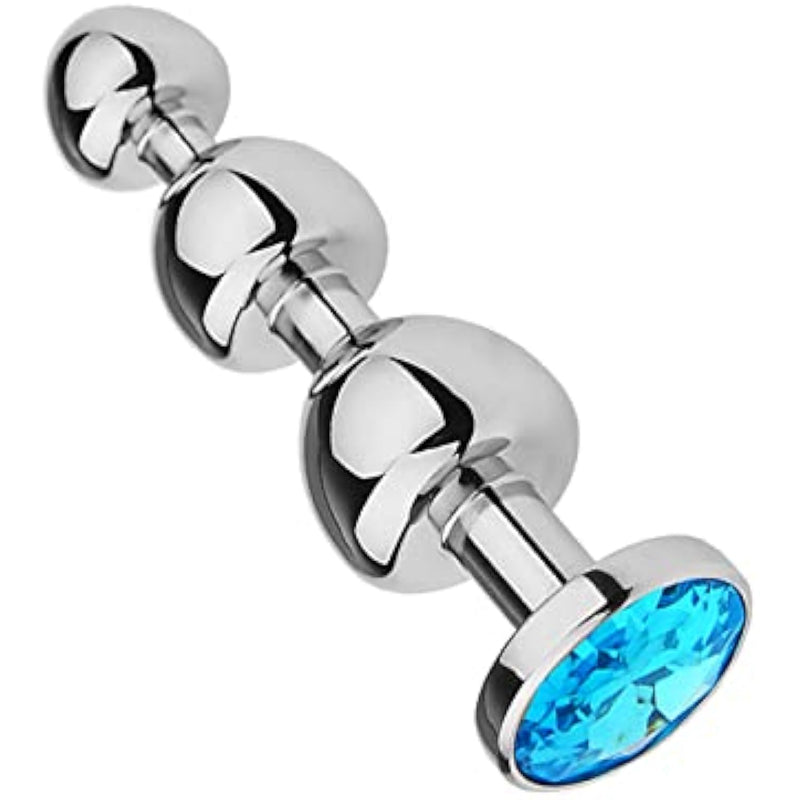 Metal Anal Plug Mushroom Head Detachable Round Jewel Base Butt Plug Wearing Stainless Steel Three Beads Anal Plug For Couple