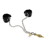 Bondage Handcuffs Set With Metal Butt Plug Lockable Chain Adjustable Leather Sex Handcuff Restraints For Bdsm Play Adult Restraints (Gold)
