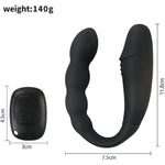 Double-Head Vibrator Clitoral Stimulator With 10 Vibration Modes, Vibrating Double-Ended Anal Bead Butt Plug,G-Spot Anus-Vaginal Stimulation Sex Toys For Women Men Couples Pleasure, Black