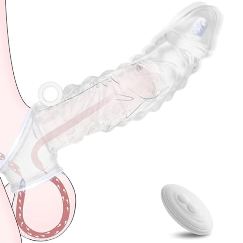 Vibrating Penis Sleeve,Penis Extender Reusable Realistic Remote Control Couples Vibrator,Adult Sex Toys,10 Powerful Vibration Cook Ring Adult Sex Toys