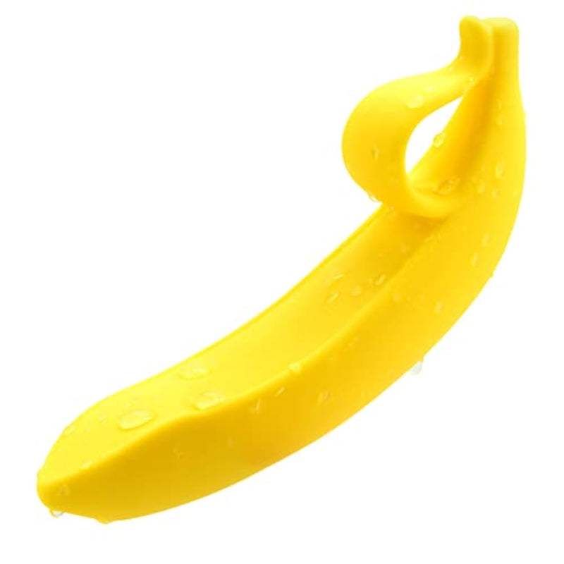 Yellow Banana-Shaped Silicone Anal Plug with Pull Loop for Men and Women - Prostate Massager and G-Spot Stimulator