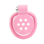 Flat Breathable Chastity Cage With Metal/Silicone Dilator, Pull Cords Abs Push-Lock Cock Cage Sm Bondage Fetish Extreme Sex Toys For Men (Pink)