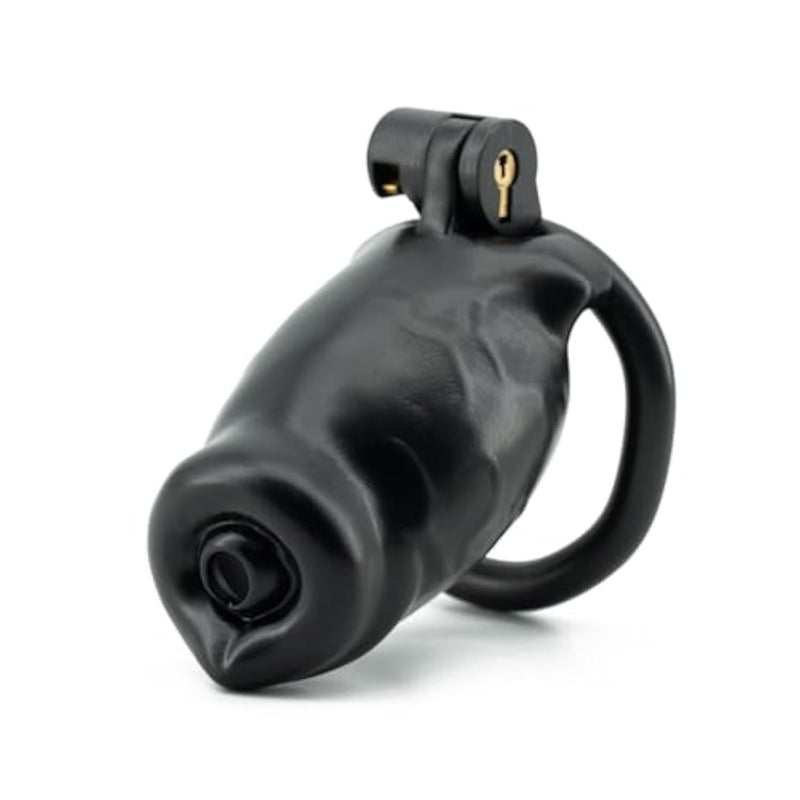 Chastity Devices Lock With 4 Cock Rings Hollow Chasity Cage Device In The Shape Of A Dog Dildo Penis Sm Bondage Fetish Sex Toys Set For Men, Couples (L,Black)