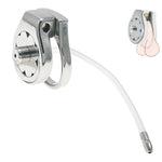 Thickened Flat Chastity Lock With Extra Long Hollow Urethral Catheter Men'S Metal Penis Cage Urethral Sound Bondage Set Chastity Device Sex Toy