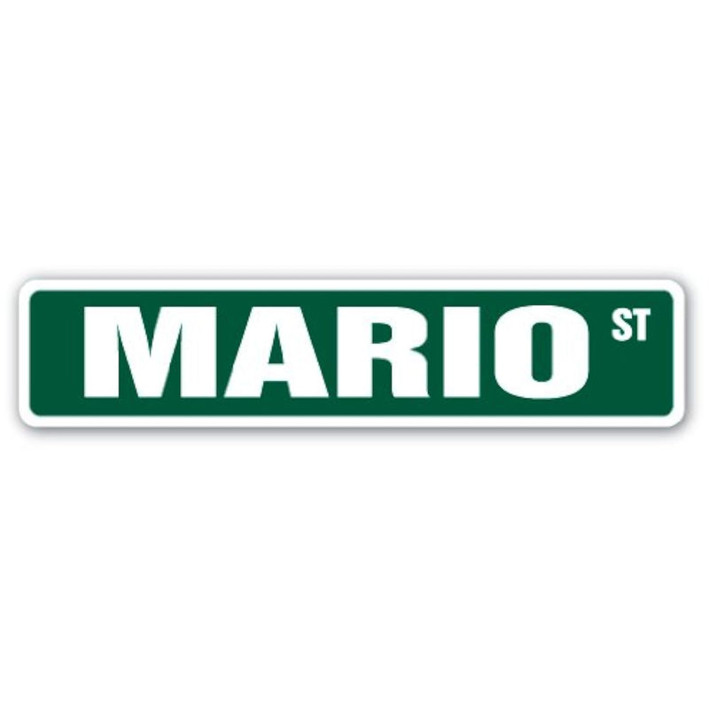 Mario Street Sign Childrens Name Room Sign | Indoor/Outdoor |  18" Wide Plasti