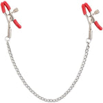 Adjustable Nipple Clamps Breast Clip And Body Ring Body Clamps Nipple Suckers Non-Piercing Chain Stainless Steel For Women Faux Body Jewelry (Red)