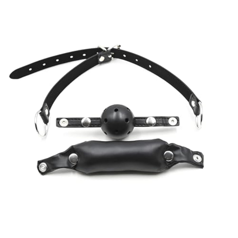 Bdsm Sensual Black Leather Hollow Ball Gag - Perfect For Bdsm, Bondage, And Adventurous Sex Play, Bondage Restraints Couples Adult Sex Toys