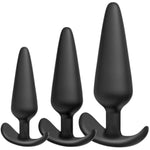 Anal Butt Plug Training Kit – 3 Sizes (Small, Medium, Large), Silicone, Waterproof, Flexible & Body-Safe, Beginner To Advanced Butt Plug Trainer Set (Black)