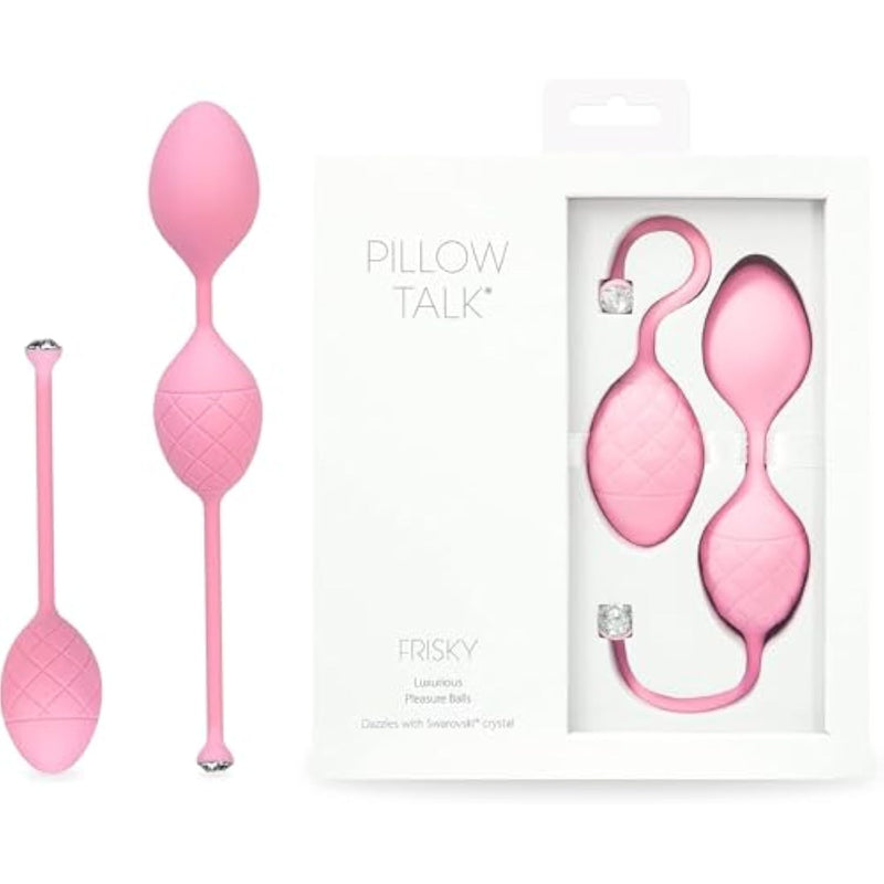 Frisky Pleasure Kegel Balls For Women, Premium Silicone Material With Crystal Button, Set Of 2, Beginner Friendly Sex Toy For Women (Pink)
