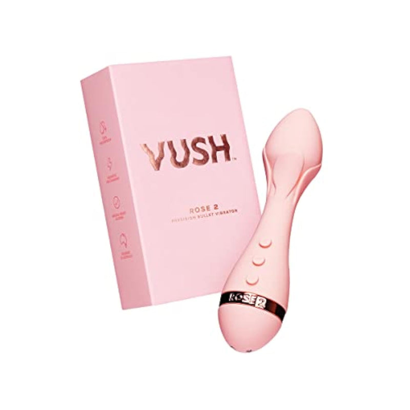 Rose 2 Precision Point Bullet Vibrator With Clitoral Stimulation - Flexible Tip, Waterproof, Rechargeable (Pink)