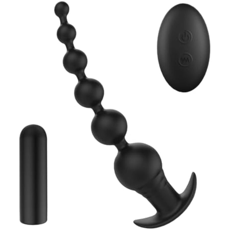 Electric Big Bead - Wearable Pull Beads, Silicone Hip Plug Toys, Long Anal And Penile Plug, 9 Vibration Frequencies, Sex Vibrator, Anal Plug (Black - Rct)