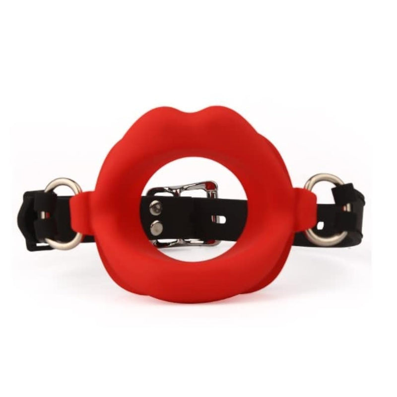 Sm Alternative Toy Torture Tool Couple Sex Blowjob Ball Lips O-Type Sex Opener Training Mouth Plug Silicone Opening Gag Sex Toys?Red-Black?