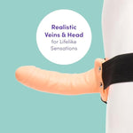 Perfect Partner Strap On Dildo - 6 Inch Realistic Hollow Strap On For Pegging - Adjustable Strap With Popper Fastening - Waterproof - Flesh Pink