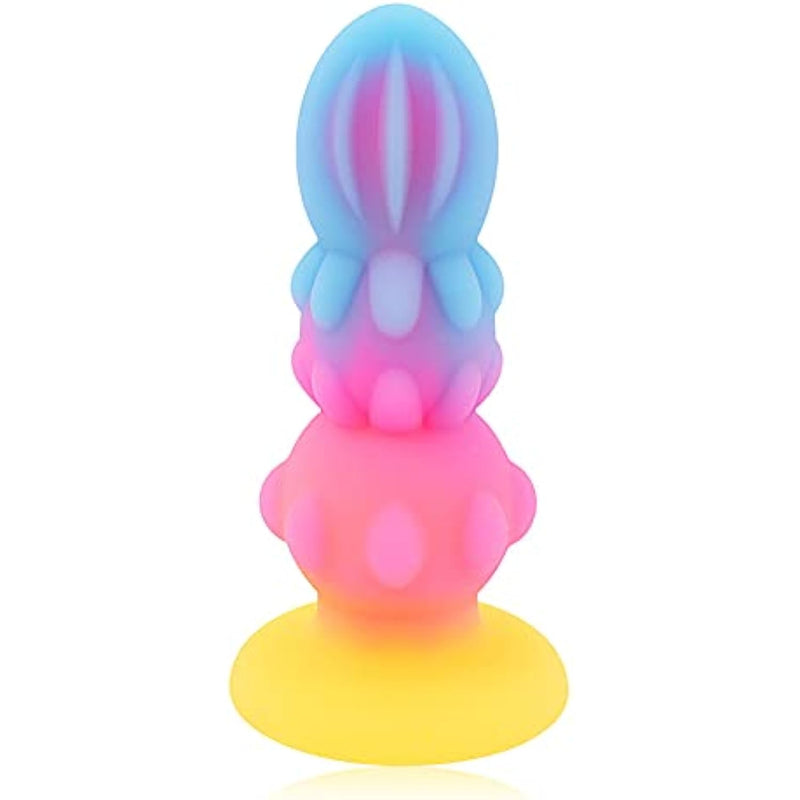 Anal Dildo Liquid Silicone Glow-In-The-Dark Dildo With Strong Suction Cups Anal Plugs G-Spot Stimulation Dildo For Men And Women Anal Beads Sex Toys (L)
