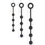 Butt Plug With Silicone Anal Bead Anal Sex Toys With Safe Pull Ring In Black (L)