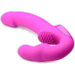 Evoke Rechargeable Vibrating Silicone Strapless Strap On, Pink