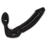 Stout Silicone Strapless Strap-On, Harness-Free Double Dildo (Without Vibrator) Thick Size: 5.75 X 1.75 Inches In Black.