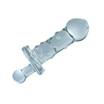 Glass Pleasure Plug With Crank, Nubby, Clear Melon
