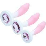 Silicone Anal Plug,3 Pcs Jeweled Silicone Anal Sex Toys,Prostate Massage Anus Dilator For Beginners Advanced Users?Pink?