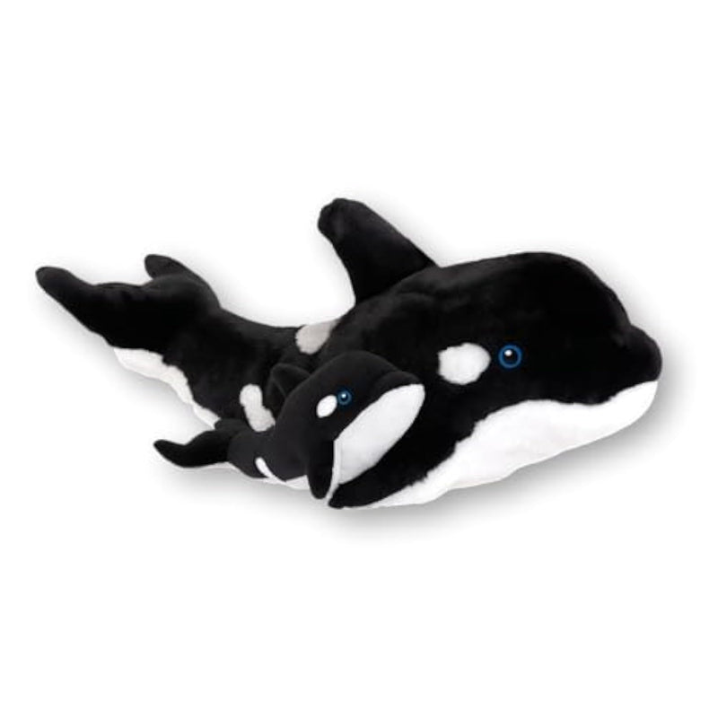 Orca Whale Plush Mama And Baby Whales Stuffed Animal Toy Earth Pals Made From Recycled Raw Materials - 18.5In Mama And 7In Baby