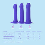 Wondher Bendable Strap-On Dildo With Suction Cup Base | Harness Compatible Sex Toy | Body-Safe Medical Grade Silicone | Sleek & Comfortable Design | Purple