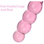 Crystal Rose Anal Bead Butt Plug, Clear Glass Anal Plug With 4 Gradual Large Anus Bead, Pink Rose Anal Plug Adult Sex Toy With Beautiful Round Rose Base For Men Women Sex