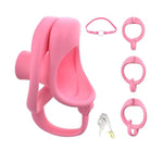 Penis Cage With Hook Has 3 Different Rings Inverted Chastity Cage Made Of Lightweight Resin 3D Printed Cock Cage Is Breathable Chastity Device With Lock For Exercising A Man'S Penis (B,Pink)