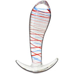 Glass Anal Plug Butt Plug Dilator With Curved Based Tapered Anal Prostate Massager Sex Toy With Long Stem & Stripe Decoration For Men Women Masturbation