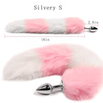 Adults Cosplay Sm Pink Fox Tail Anal Tail, Personal Portable G-Spot Massager Para Penis Suction Prostate Pussy Sexual Stimulation Training Sex Toy For Women Female Men Male Unisex (Silvery,L)