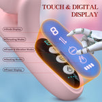 4-in-1 Rose Rabbit Vibrator – Thrusting, Licking & Heating Dildo with LCD Display