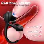 Vibrating Cock Ring with Clitoral Stimulator – Stretchy Male Sex Toy with 9 Modes