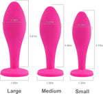 3PCS Jeweled Silicone Anal Plug Set, Training Kit for Men & Women (Pink)