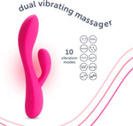 Dual Rabbit Vibrator with 10 Modes, Body-Safe Silicone, Waterproof & USB Rechargeable