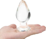 Large Crystal Mushroom-Shaped Glass Butt Plug for Men & Women, Transparent