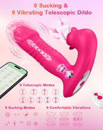 Upgraded Thrusting & Sucking Rose Vibrator for Women, 9 Modes, G-Spot Stimulator