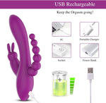 3-in-1 G-Spot Rabbit & Anal Vibrator – 7-Mode Waterproof Silicone Massager