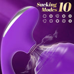 3-in-1 Sucking Vibrator for Women, 10 Modes Clitoral & G-Spot Stimulator