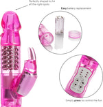 Waterproof Rabbit Vibrator with Rotating Shaft – G Spot & Clitoral Massager, Pink