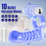 Double Penetration Anal Plug with Bullet Vibrator & Cock Ring, Strap-On Prostate Massager