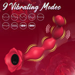Vibrating Rose Butt Plug with 9 Modes, Waterproof Anal Beads & Prostate Massager