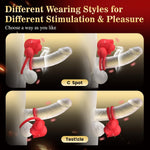 Vibrating Penis Ring with Clitoral Suction, 10-Mode Couples Stimulator Toy