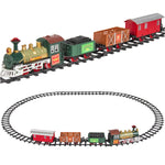 Kids Classic Electric Railway Train Car Track Play Set Toy W/ Music, Lights