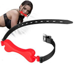 Bondage Dog Bones Gag, Silicone Mouth Pet Bone Bite Ball Gag Bdsm Restraint Slave Sex Toys Game For Lover & Couple (Red)