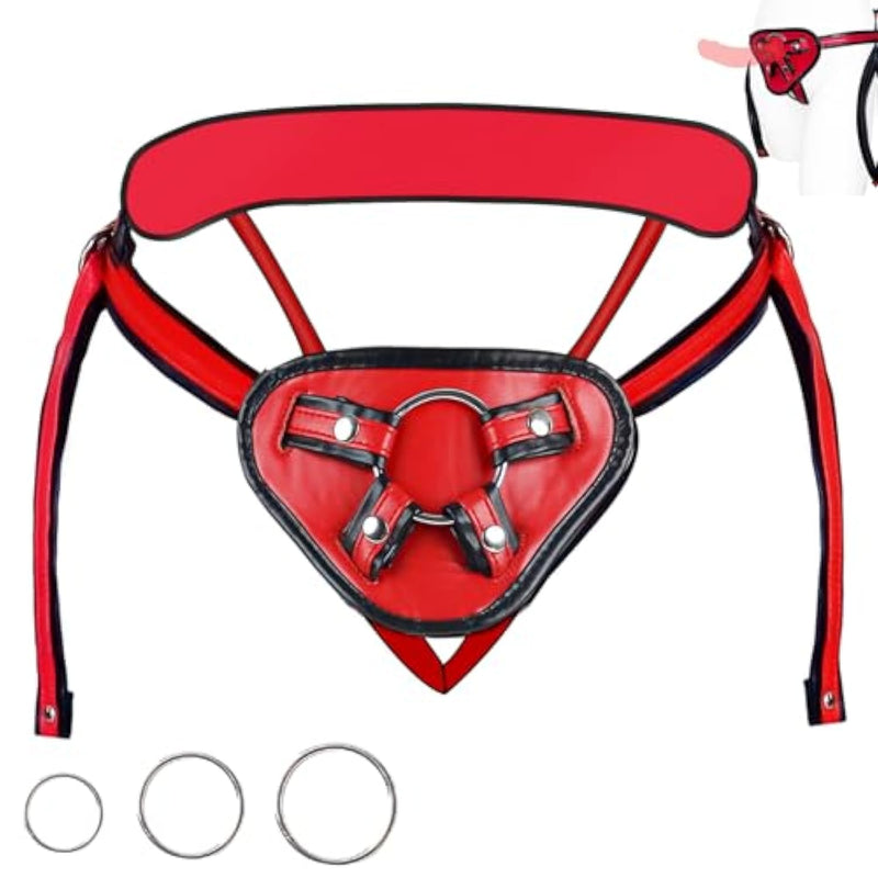 Strap On Dildo Harness Adult Sex Toys For Women Men Pegging Dildo,Adjustable Waist And Thigh Leather Belt With 3 Size Metal O-Rings, Strap On Harness Sex Toy Lingerie For Lesbian Gay Couples