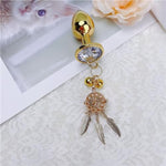 Hollow Bell Breast Clamp Anal Plug Set Sm Feather Metal Back Court Butt Plug Female Flirting Luminous Bullet Anal Plug Sex Toy