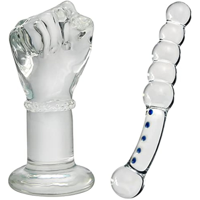 Fist Hand Shape Glass Anal Plug & Beads Glass Butt Plug Stimulator Multi-Purpose Use For Male And Female Pleasure