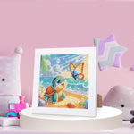 7 x 7 Inch Diamond Art Kit for Kids with Wooden Frame, 5D Gem Painting Craft