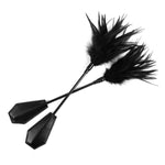 Black Funny Natural Feather Adult Toys With Leather Handle For Lovers Role Play Tickling